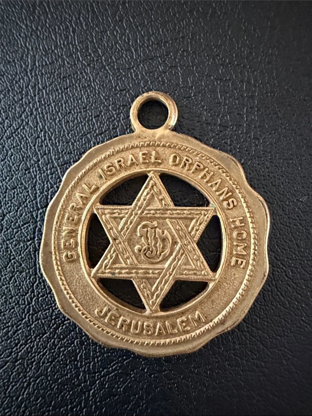 Jerusalem Orphans Home Medallion Pendant in Gold Tone